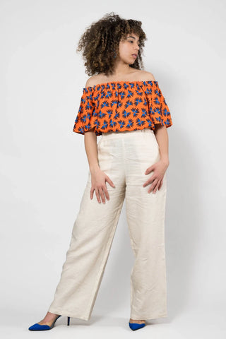 Orange floral off-the-shoulder top