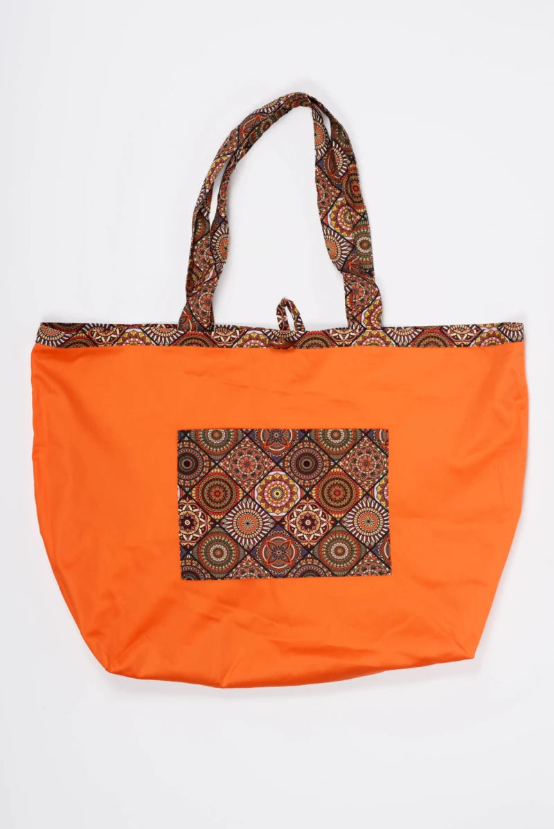 Brown and Orange Reversible Bag