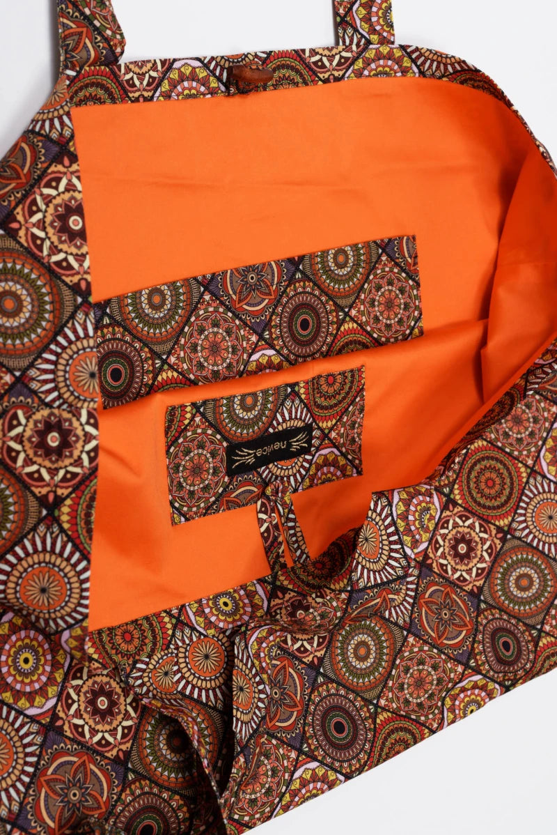 Brown and Orange Reversible Bag