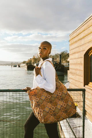 Brown and Orange Reversible Bag