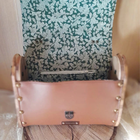 Petit sac cartable bois et alter-cuir de raisin caramel 119