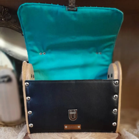 Petit sac cartable bois et alter-cuir de raisin noir 175