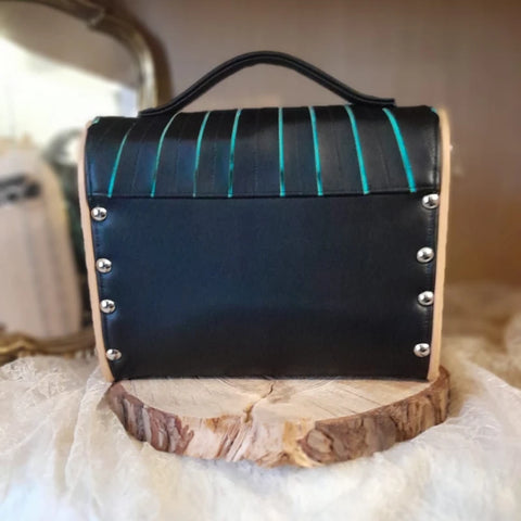 Petit sac cartable bois et alter-cuir de raisin noir 175