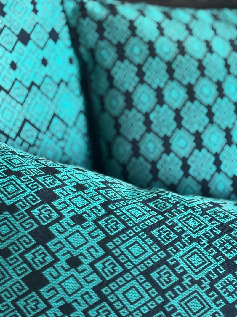 Housse de coussin Kachin bleu et turquoise (RIDA)