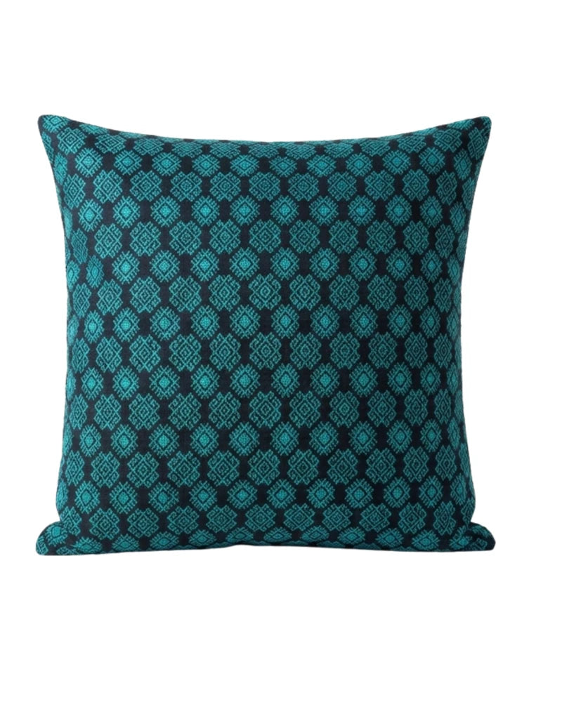 Housse de coussin Kachin bleu et turquoise (RIDA)