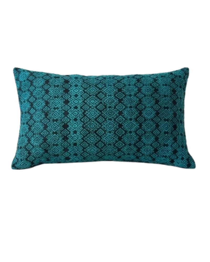Housse de coussin Kachin bleu et turquoise (RIDA)