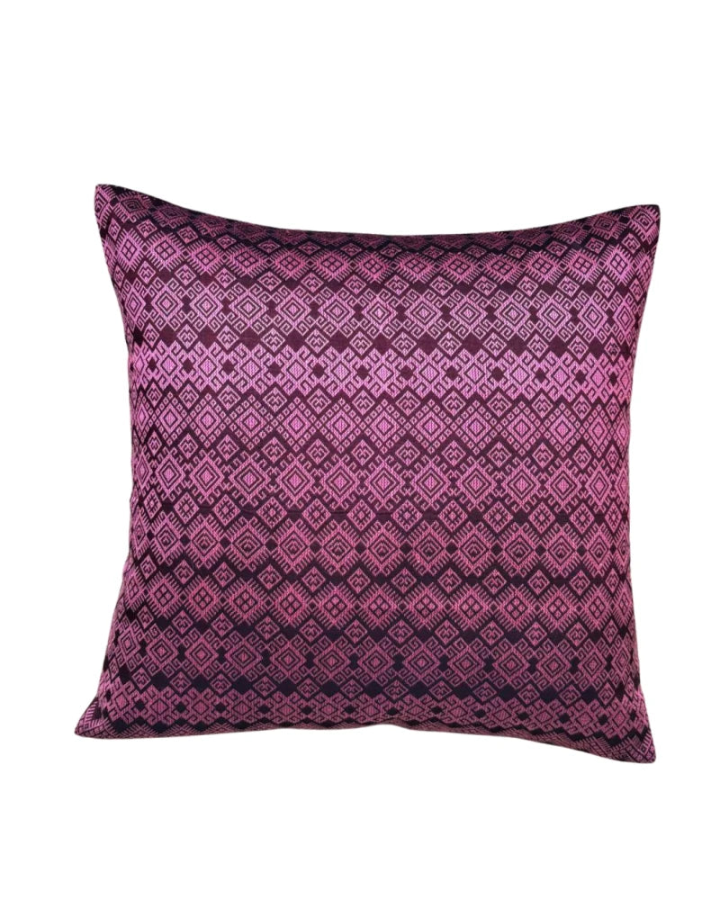 Housse de coussin Kachin bordeaux et rose (RIDA)