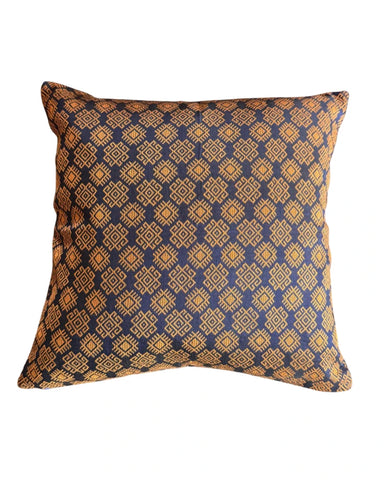 Housse de coussin Kachin bleu marine et orange (RIDA)