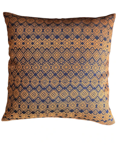 Housse de coussin Kachin bleu marine et orange (RIDA)