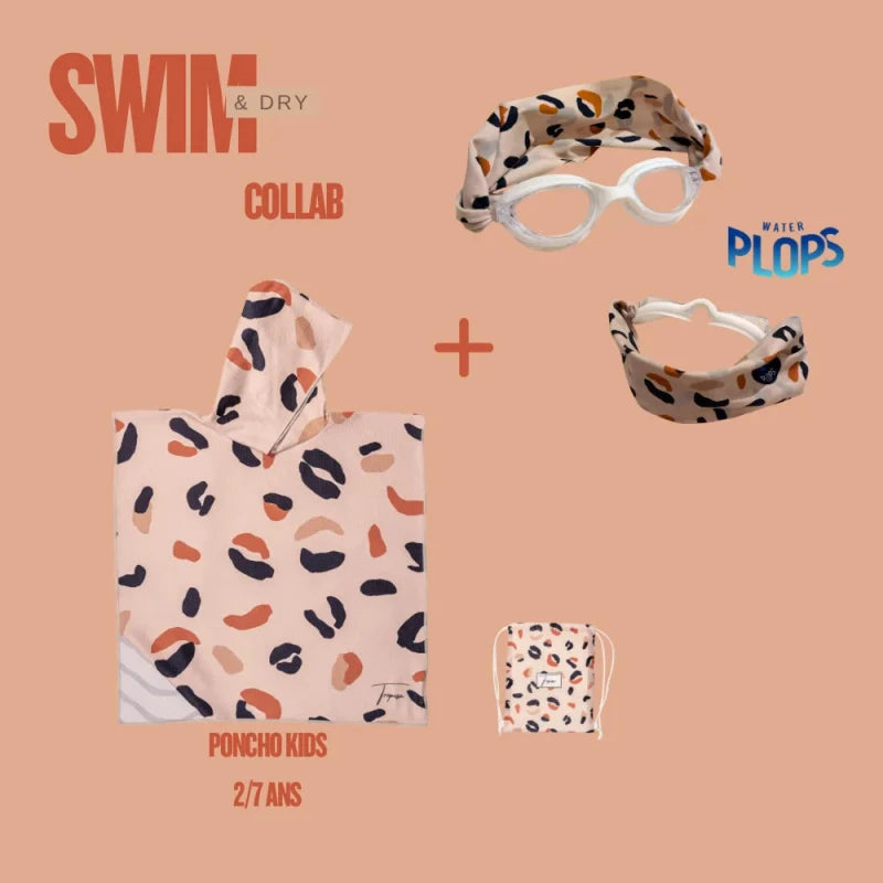 Pack Colette : poncho enfant et lunettes de piscine Waterplops