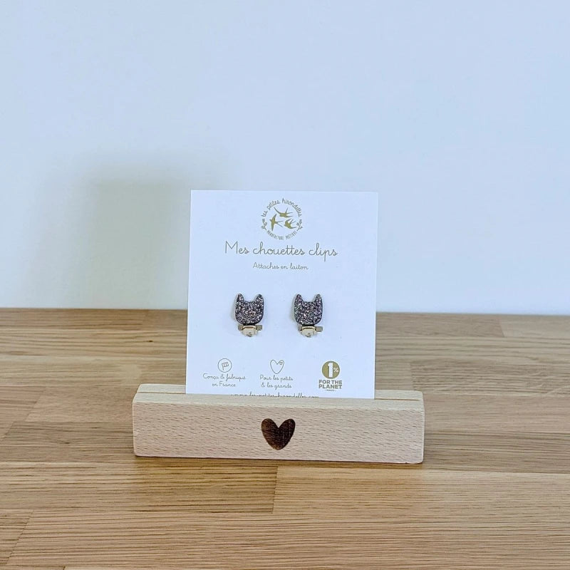Boucles clips pailletées - Chats