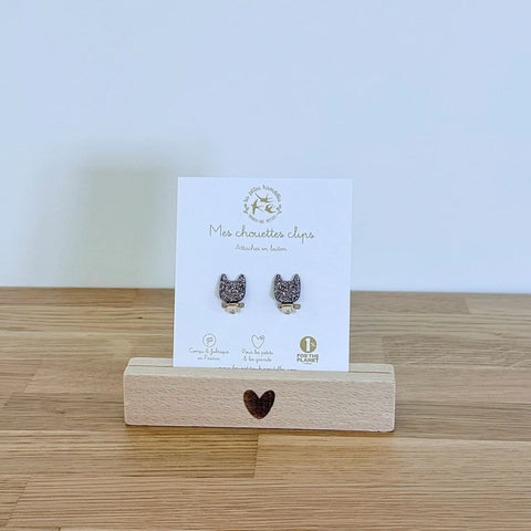 Boucles clips pailletées - Chats