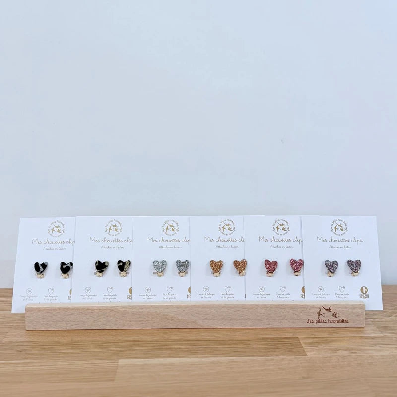 Boucles clips pailletées - Coeurs