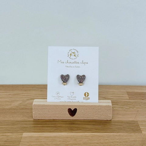 Boucles clips pailletées - Coeurs