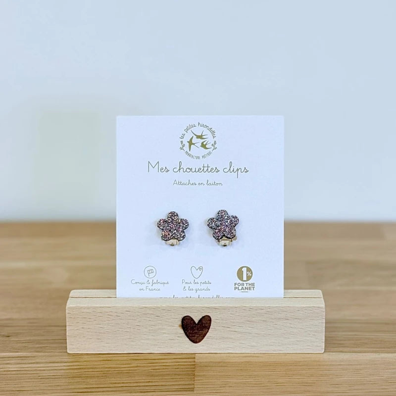 Boucles clips pailletées - Fleurs