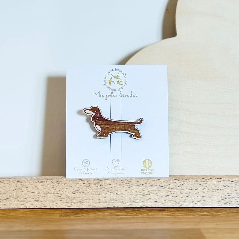 Broche en bois - Teckel