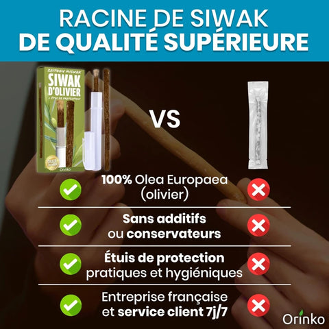 Bâtons de Siwak d'Olivier x5 + 1 Étui de Protection – Brosse à Dents 100% Naturelle