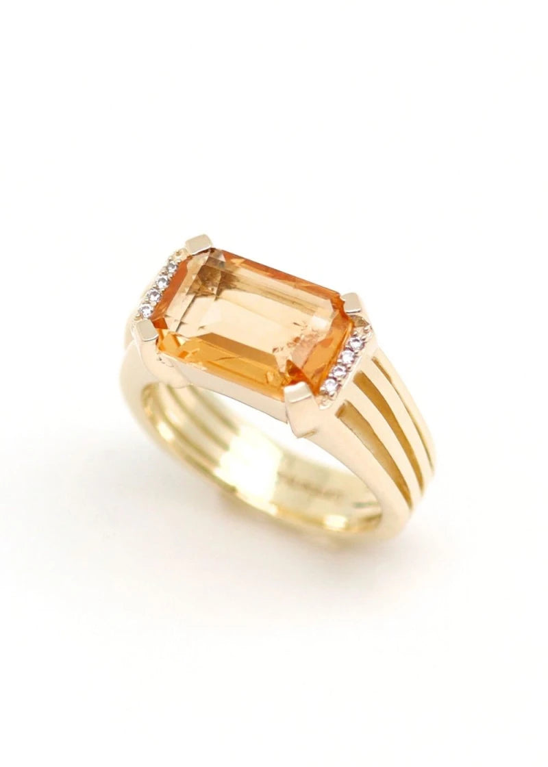 Chevalière femme Vivienne plaqué or Citrine