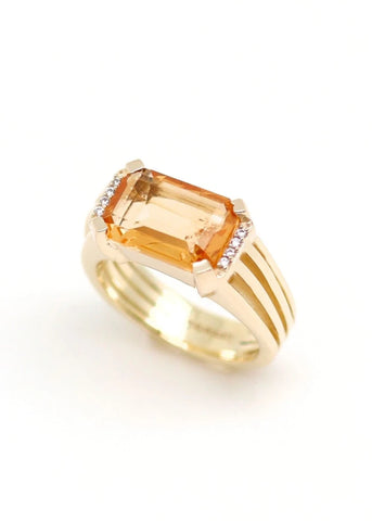 Chevalière femme Vivienne plaqué or Citrine