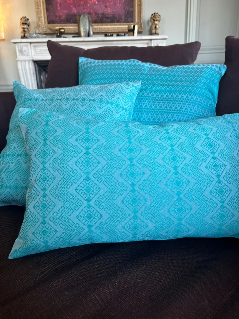 Housse de coussin Kachin turquoise