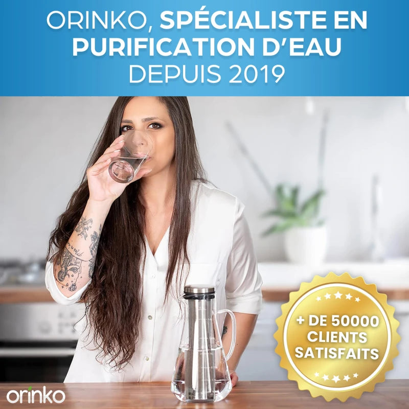 Kit de Purification d'Eau : Carafe en verre + Perles de Céramique x15