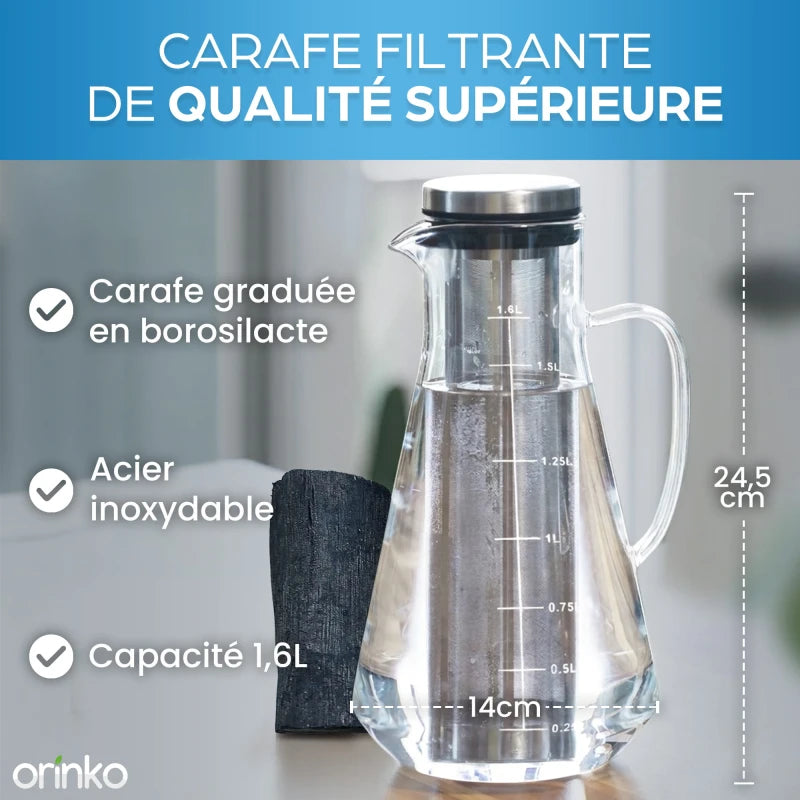 Kit de Purification d'Eau : Carafe 1.6L et Binchotan de Kishu