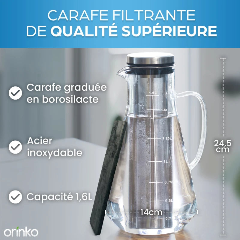 Kit de Purification d'Eau : Carafe 1.6L et Takesumi Japonais x2