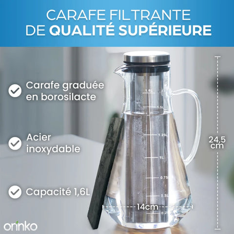 Kit de Purification d'Eau : Carafe 1.6L et Takesumi Japonais x2