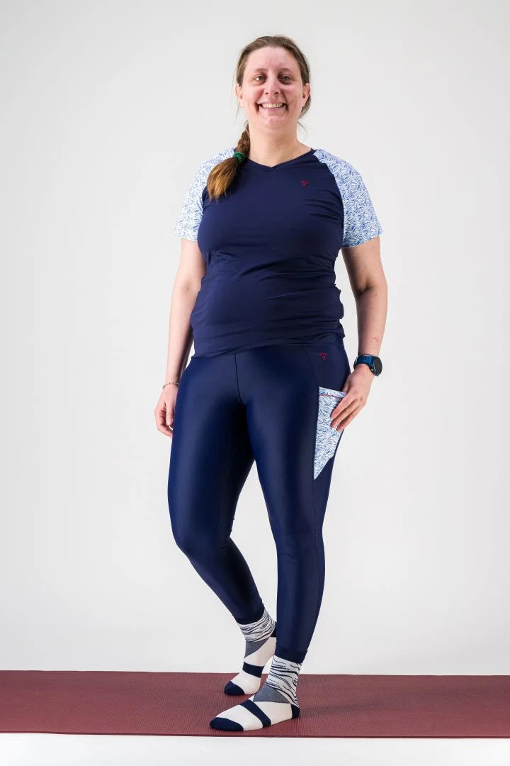 Legging de sport femme ecoresponsable "Nouvelle Vague"- Technique, poches et taille haute