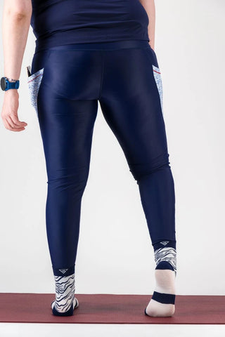 Legging de sport femme ecoresponsable "Nouvelle Vague"- Technique, poches et taille haute