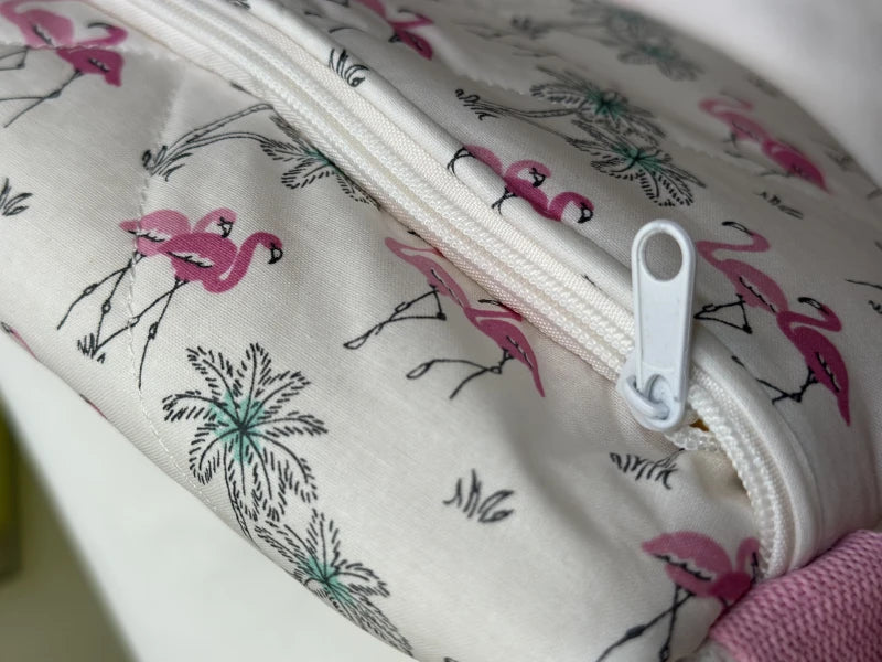 Sac banane blanc motifs flamants roses