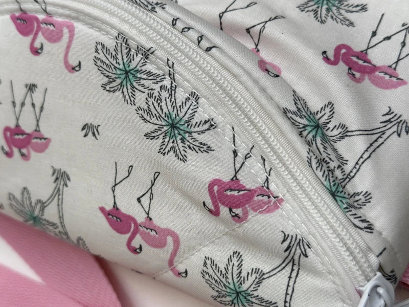 Sac banane blanc motifs flamants roses