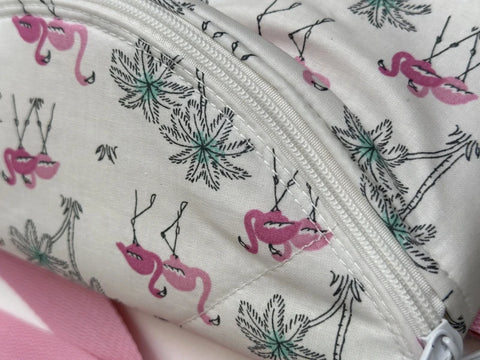 Sac banane blanc motifs flamants roses