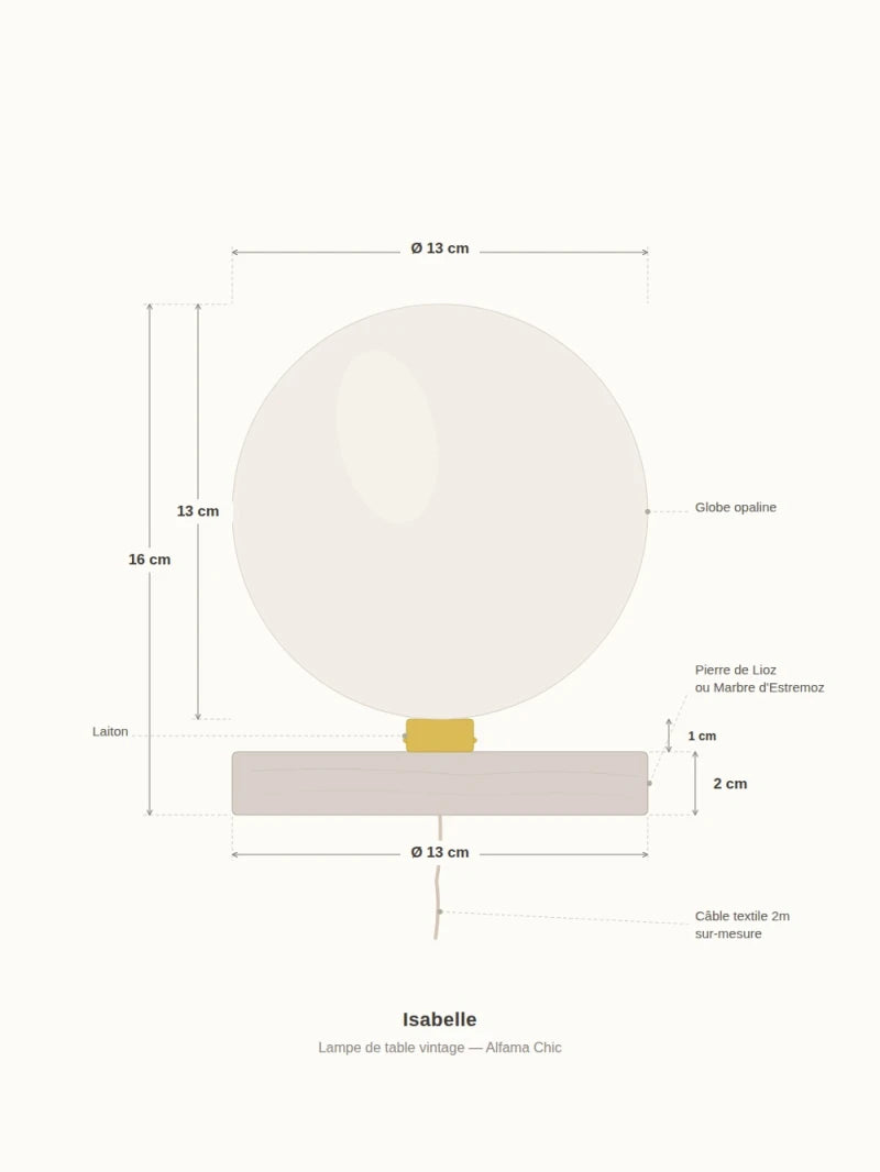Lampe vintage en opaline blanche – Isabelle