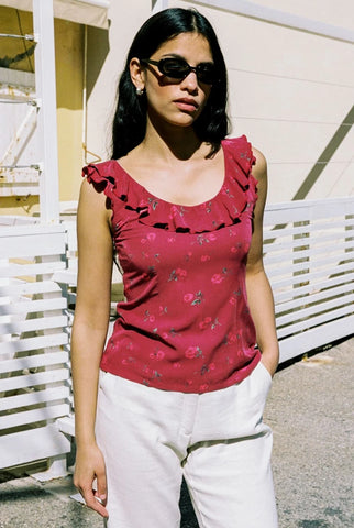 Top Capucine framboise