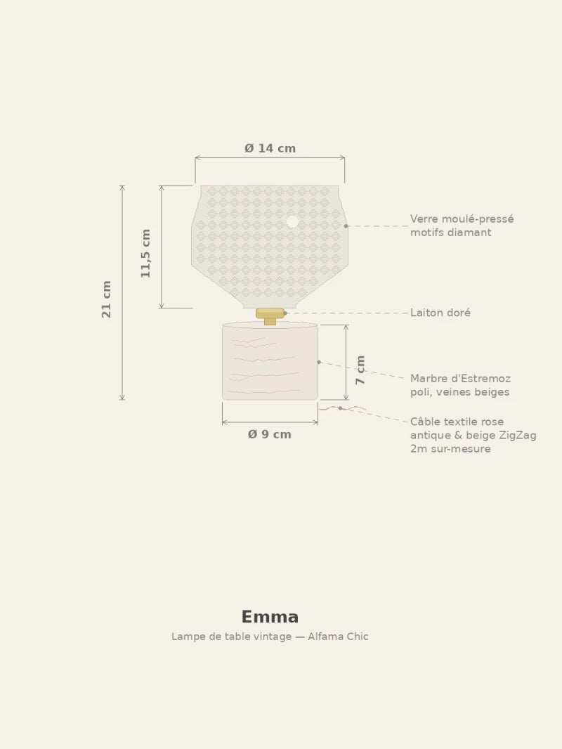 Lampe à poser en marbre blanc – Emma