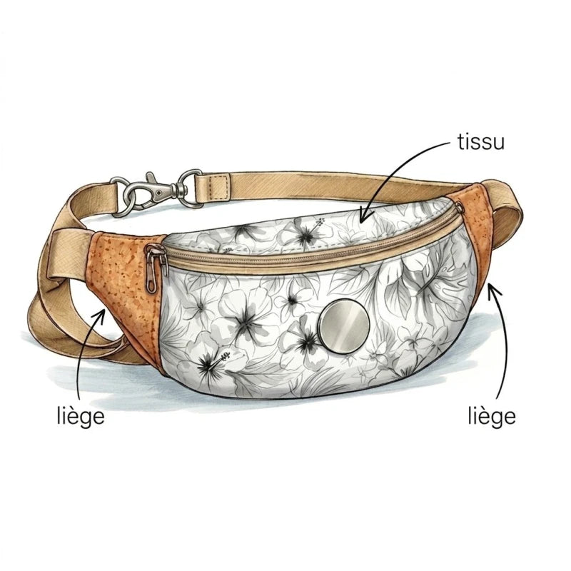 Sac banane personnalisé – liège et tissu au choix