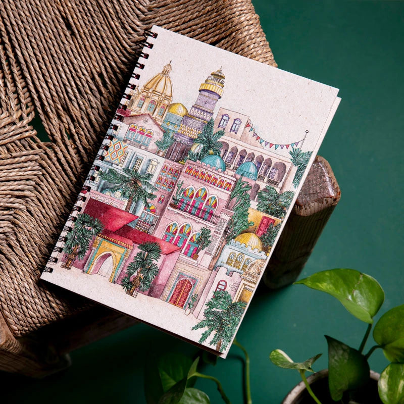 Carnet A5 à spirales en papier recyclé avec couverture illustrée rigide