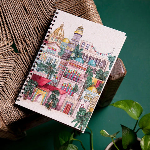 Carnet A5 à spirales en papier recyclé avec couverture illustrée rigide