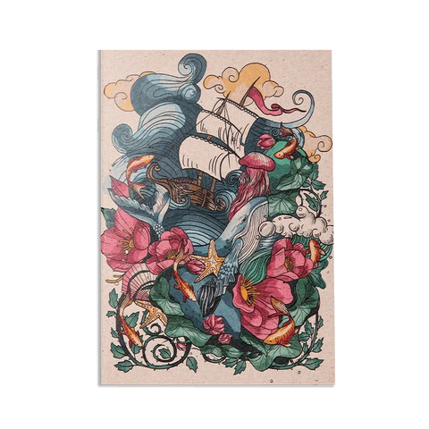 Carnet A5 en papier recyclé avec illustration