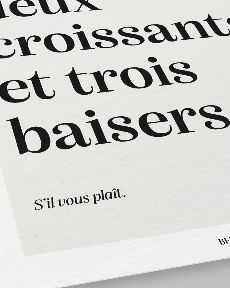 Un café, deux croissants et trois baisers | Affiche