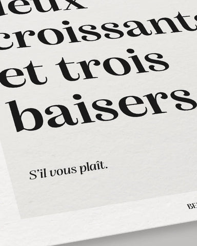 Un café, deux croissants et trois baisers | Affiche