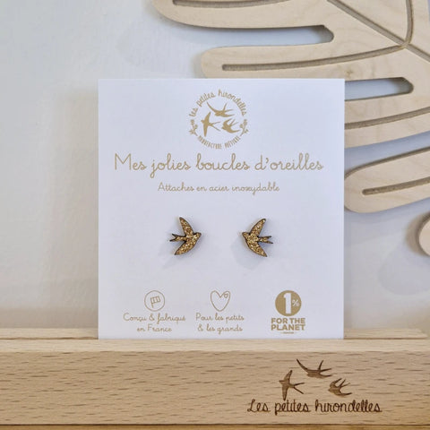 Boucles d'oreilles pailletées - Hirondelles