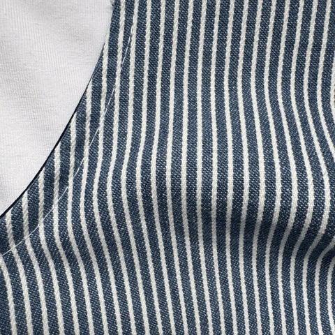 Salopette courte bébé rayée bleu & écru