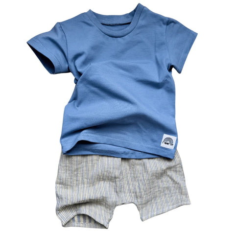 T-shirt bébé enfant bleu manches courtes