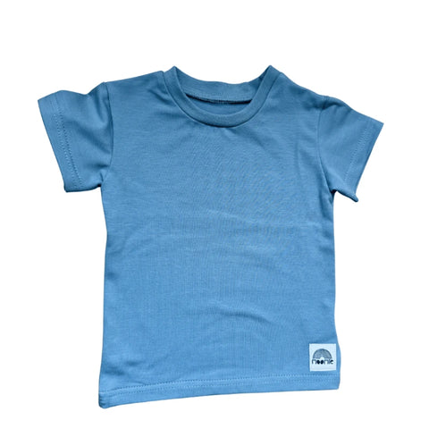T-shirt bébé enfant bleu manches courtes