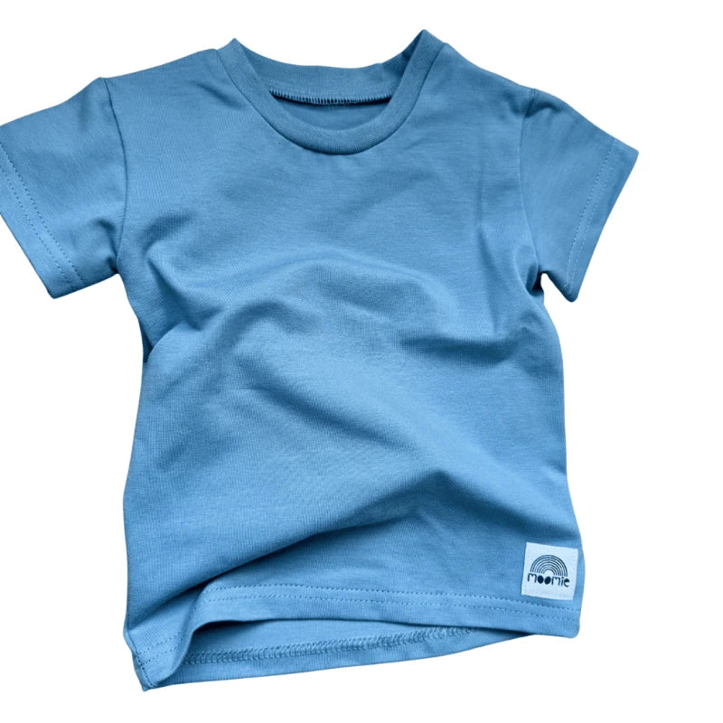 T-shirt bébé enfant bleu manches courtes