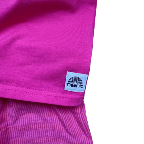 T-shirt enfant et bébé fuchsia manches courtes