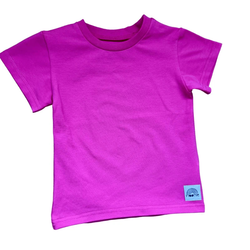 T-shirt enfant et bébé fuchsia manches courtes