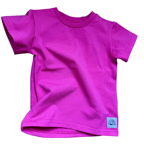 T-shirt enfant et bébé fuchsia manches courtes